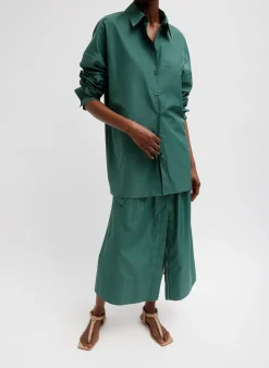 Hot Tibi Italian Sporty Nylon Full Skirt Dark Hunter Green