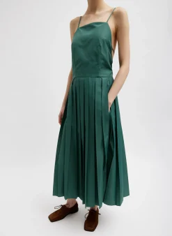Sale Tibi Italian Sporty Nylon Overall Dress Dark Hunter Green