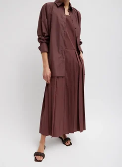 Outlet Tibi Italian Sporty Nylon Shirt With Cocoon Back Cinnamon