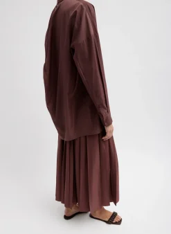 Outlet Tibi Italian Sporty Nylon Shirt With Cocoon Back Cinnamon