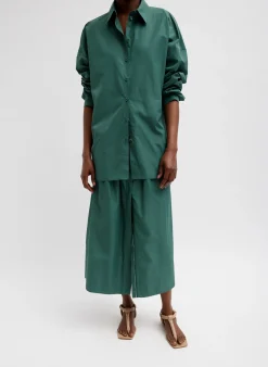 Online Tibi Italian Sporty Nylon Shirt With Cocoon Back Dark Hunter Green