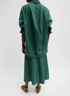 Online Tibi Italian Sporty Nylon Shirt With Cocoon Back Dark Hunter Green