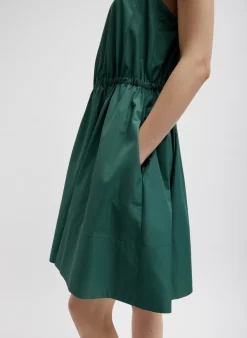 New Tibi Italian Sporty Nylon Short Tank Dress Dark Hunter Green