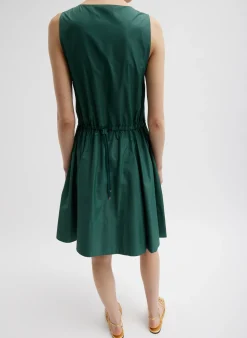 New Tibi Italian Sporty Nylon Short Tank Dress Dark Hunter Green