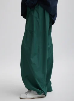 Clearance Tibi Italian Sporty Nylon Winslow Pant Dark Hunter Green