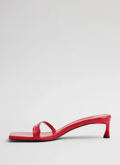 Tibi Jim Naplack Sandal Cherry Red
