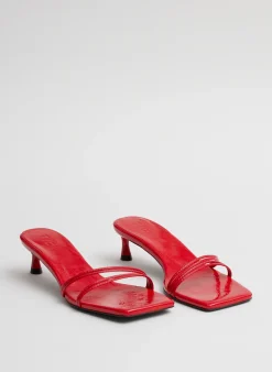 Tibi Jim Naplack Sandal Cherry Red