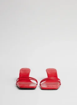 Tibi Jim Naplack Sandal Cherry Red