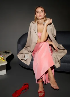 Discount Tibi Lancaster Trench Stone