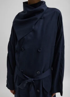 Discount Tibi Lancaster Trench Navy