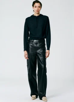 Clearance Tibi Leather Slouchy Carpenter Pant Black