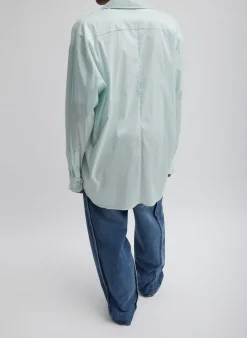 New Tibi Light Weight Cotton Nylon Easy Tuxedo Shirt Mint
