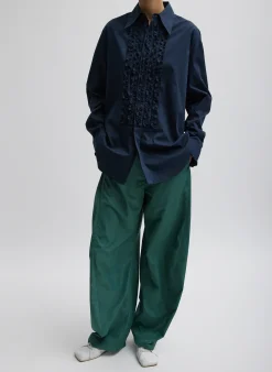 Sale Tibi Light Weight Cotton Nylon Easy Tuxedo Shirt Midnight Navy