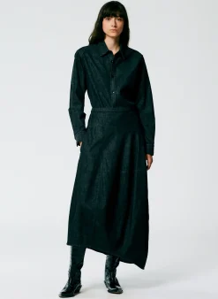 Best Tibi Light Weight Stone Washed Denim Asymmetrical Balloon Skirt - Regular Black