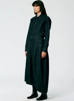 Best Tibi Light Weight Stone Washed Denim Asymmetrical Balloon Skirt - Regular Black