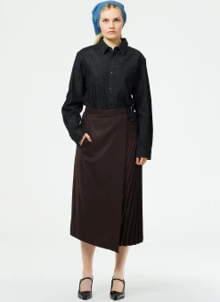 Online Tibi Light Weight Stone Washed Denim Charlie Slim Shirt Black