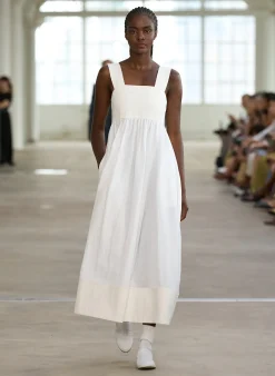 Clearance Tibi Linen Cotton Voile Sculpted Dress White