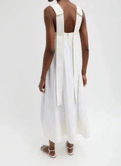 Clearance Tibi Linen Cotton Voile Sculpted Dress White