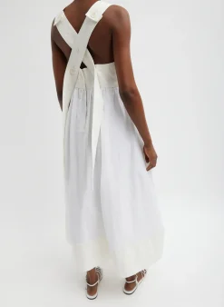 Clearance Tibi Linen Cotton Voile Sculpted Dress White