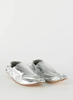 Clearance Tibi Metallic Mikhail Flat Silver