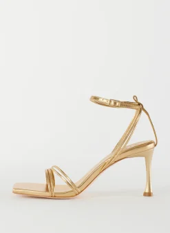 Online Tibi Metallic Nappa Guy Sandal Gold
