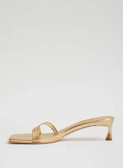 Clearance Tibi Metallic Nappa Jim Sandal Gold
