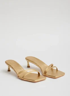 Clearance Tibi Metallic Nappa Jim Sandal Gold