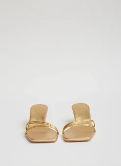 Clearance Tibi Metallic Nappa Jim Sandal Gold