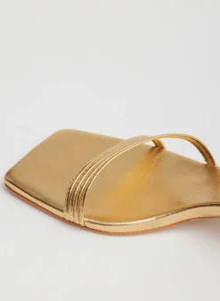 Clearance Tibi Metallic Nappa Jim Sandal Gold