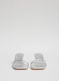 Hot Tibi Metallic Nappa Jim Sandal Silver