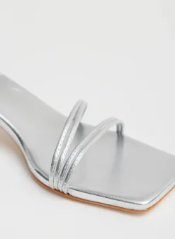 Hot Tibi Metallic Nappa Jim Sandal Silver
