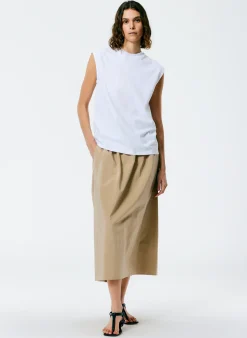Discount Tibi Mock Neck Sleeveless T-Shirt White