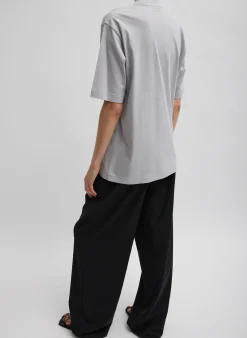 Tibi Mock Neck Unisex T-Shirt Greystone