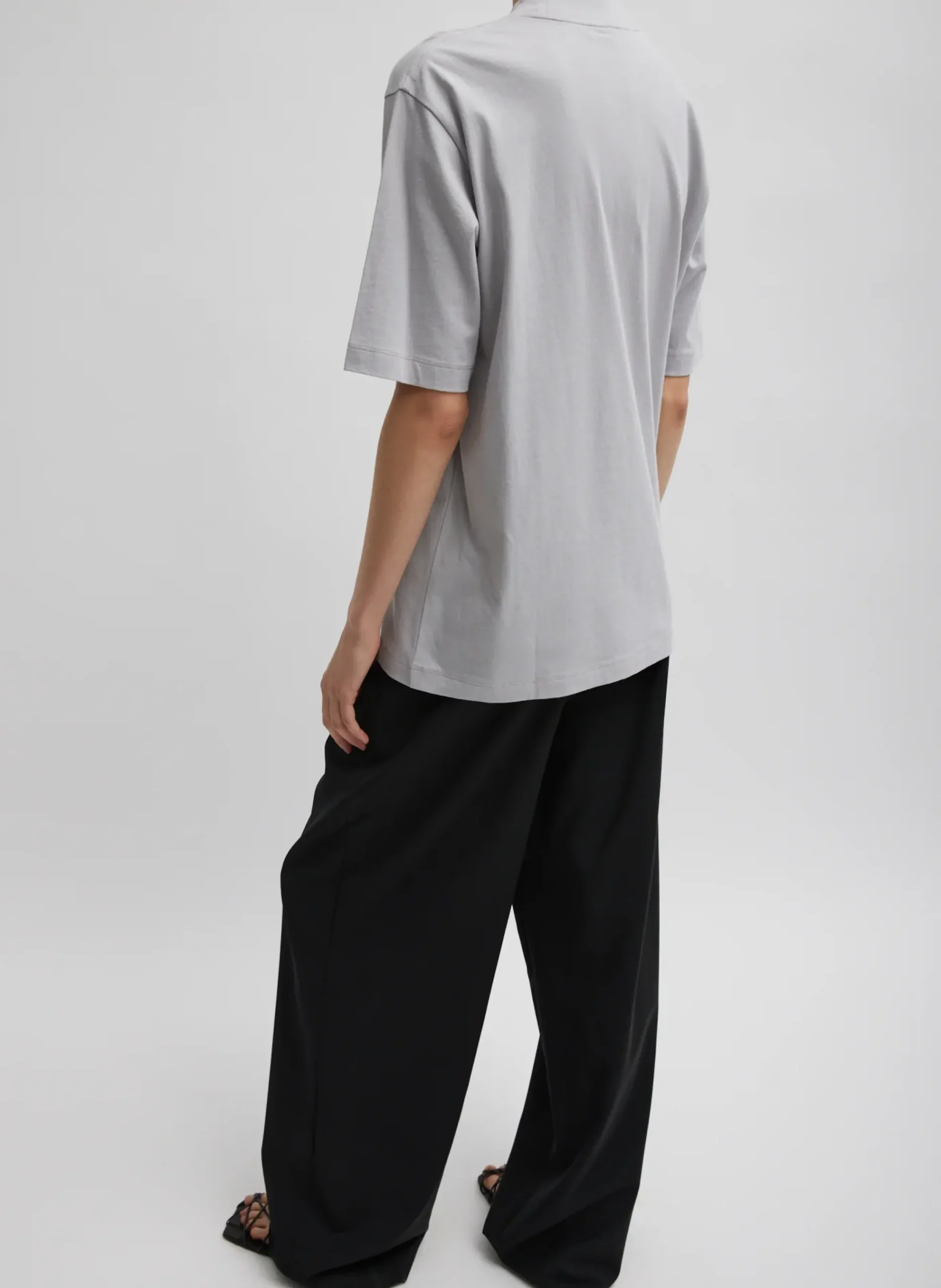 Tibi Mock Neck Unisex T-Shirt Greystone