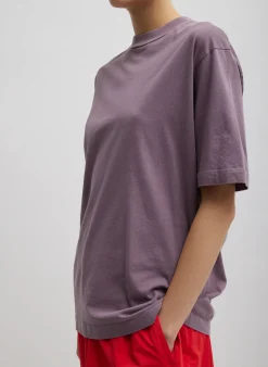 Online Tibi Mock Neck Unisex T-Shirt Plum-Ish