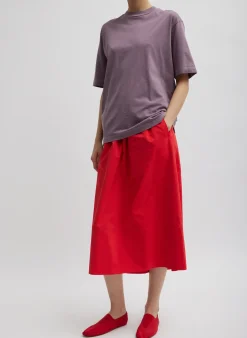 Online Tibi Mock Neck Unisex T-Shirt Plum-Ish