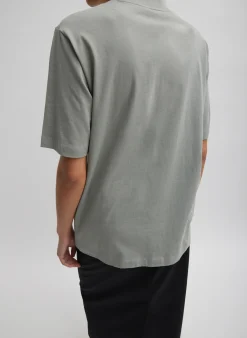Outlet Tibi Mock Neck Unisex T-Shirt Pumice Grey
