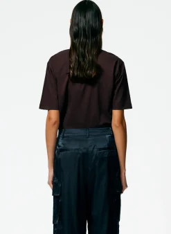 Clearance Tibi Mock Neck Unisex T-Shirt Brown