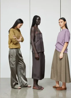 Outlet Tibi Nylon Asymmetrical Balloon Skirt Dark Taupe