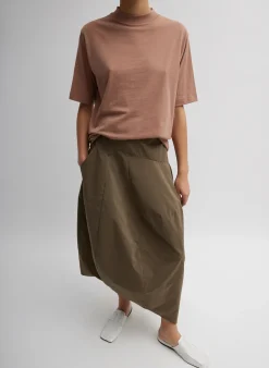 Outlet Tibi Nylon Asymmetrical Balloon Skirt Dark Taupe