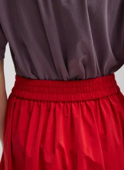 Tibi Nylon Pull On Full Skirt Red