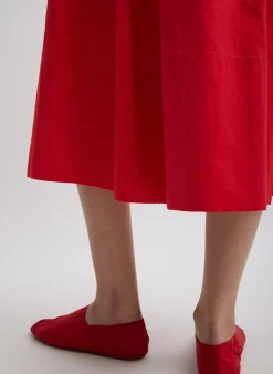 Tibi Nylon Pull On Full Skirt Red