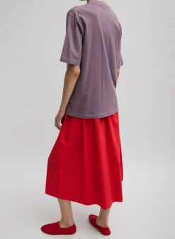Tibi Nylon Pull On Full Skirt Red