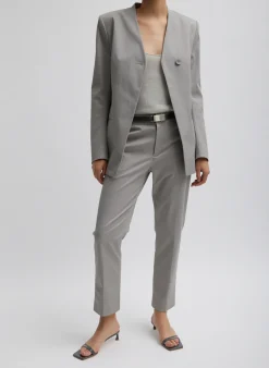 Tibi Oliver Cotton Stretch Tricotine Lennon Ankle Pant Grey Moon