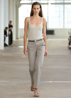 Tibi Oliver Cotton Stretch Tricotine Lennon Ankle Pant Grey Moon