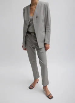 Tibi Oliver Cotton Stretch Tricotine Lennon Ankle Pant Grey Moon