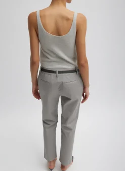 Tibi Oliver Cotton Stretch Tricotine Lennon Ankle Pant Grey Moon