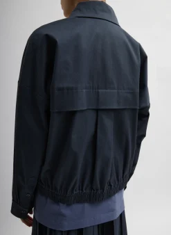 Clearance Tibi Oliver Cotton Stretch Tricotine Bomber Slate Blue