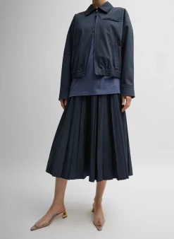 Clearance Tibi Oliver Cotton Stretch Tricotine Bomber Slate Blue