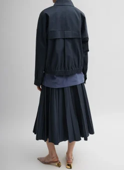 Clearance Tibi Oliver Cotton Stretch Tricotine Bomber Slate Blue